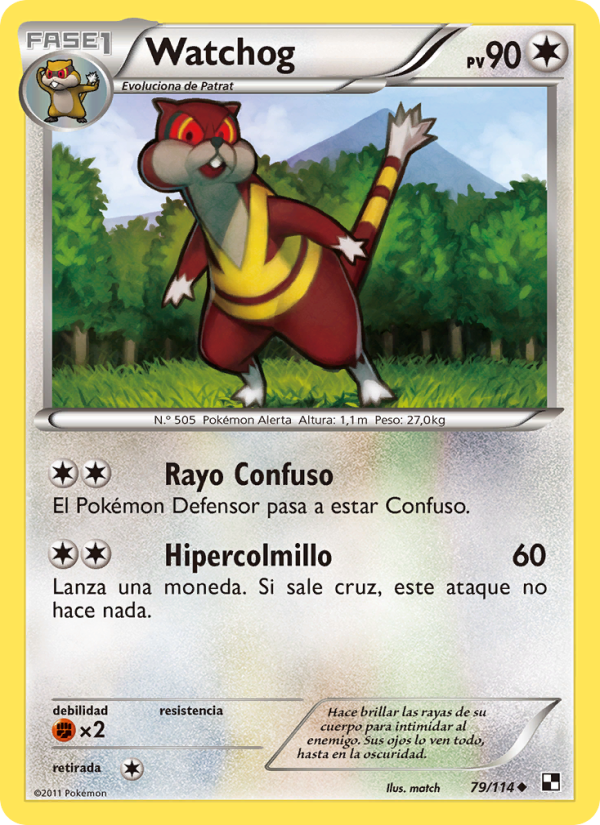 Watchog 79 — Negro y Blanco (Spanish Pokémon TCG card)