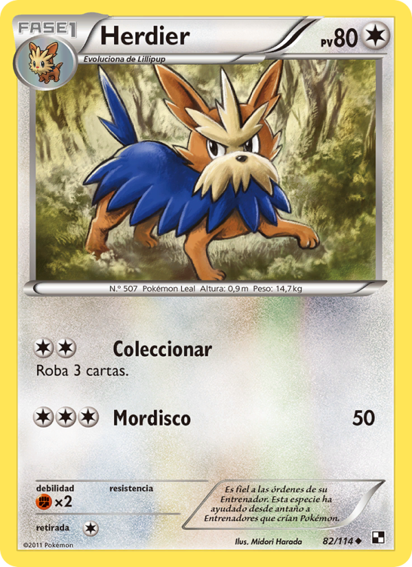 Herdier 82 — Negro y Blanco (Spanish Pokémon TCG card)