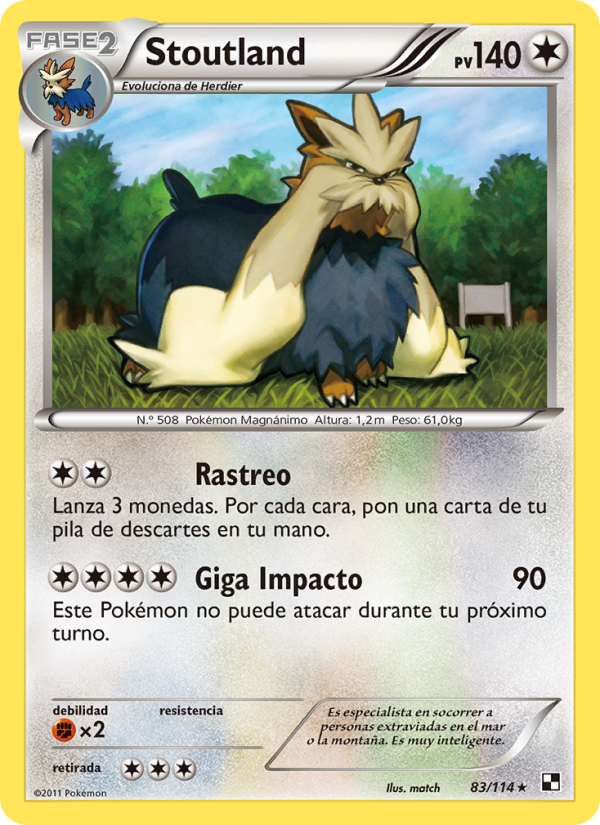 Stoutland 83 — Negro y Blanco (Spanish Pokémon TCG card)