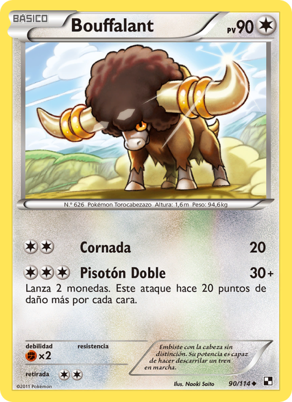 Bouffalant 90 — Negro y Blanco (Spanish Pokémon TCG card)