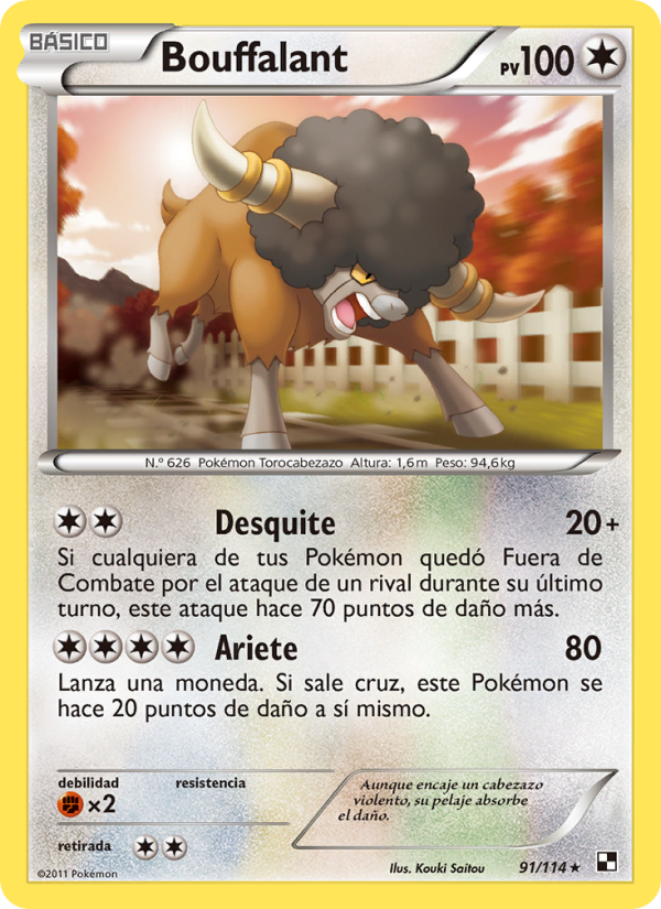 Bouffalant 91 — Negro y Blanco (Spanish Pokémon TCG card)