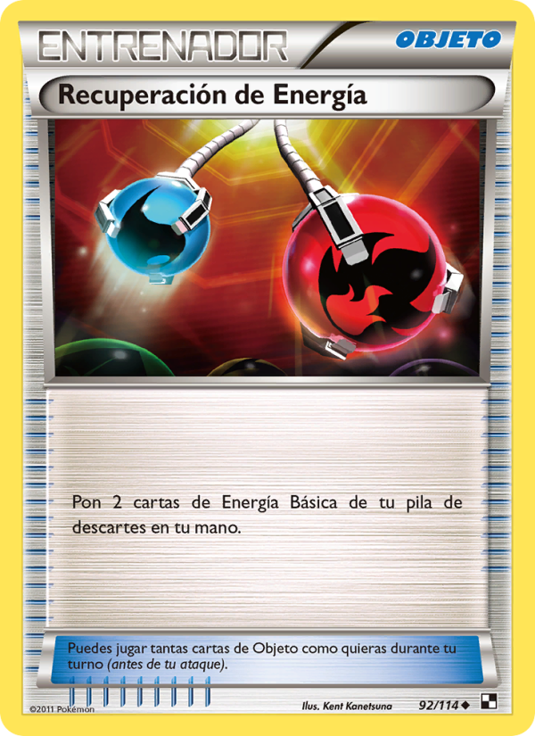 Recuperación de Energía 92 — Negro y Blanco (Spanish Pokémon TCG card)