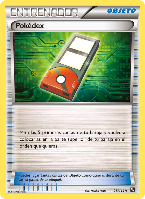 Pokédex 98 — Negro y Blanco (Spanish Pokémon TCG card)