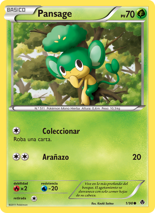 Pansage 1 — Fuerzas Emergentes (Spanish Pokémon TCG card)