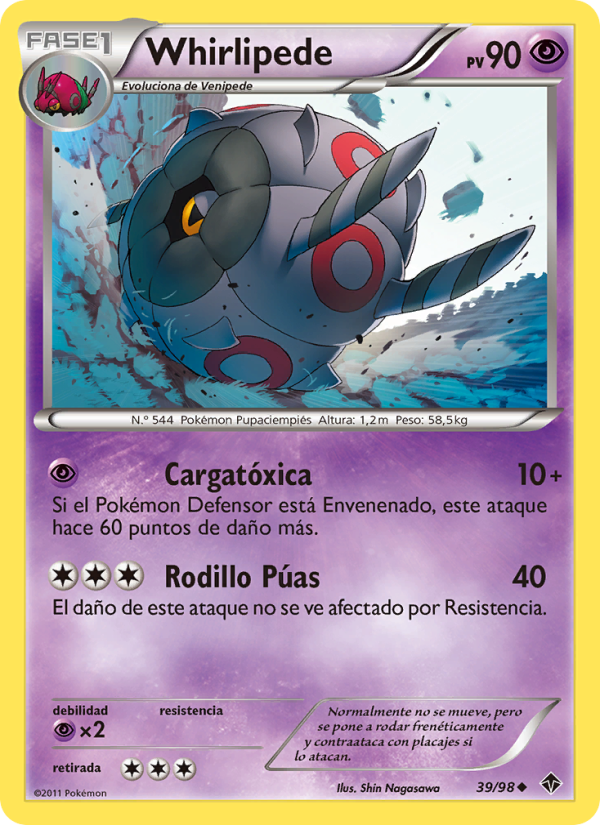 Whirlipede 39 — Fuerzas Emergentes (Spanish Pokémon TCG card)