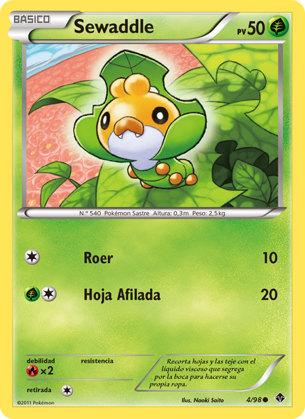 Sewaddle 4 — Fuerzas Emergentes (Spanish Pokémon TCG card)