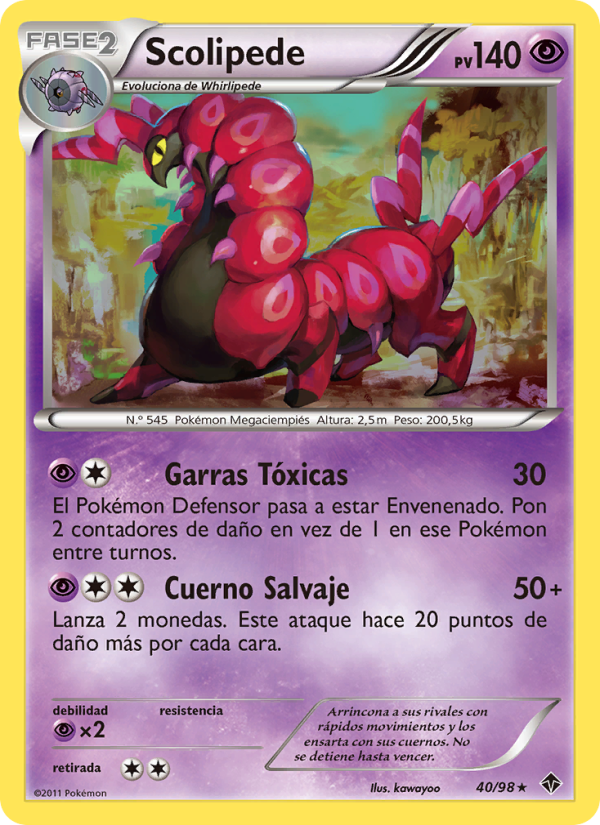 Scolipede 40 — Fuerzas Emergentes (Spanish Pokémon TCG card)