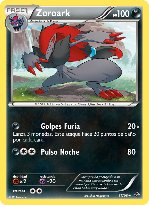 Zoroark 67 — Fuerzas Emergentes (Spanish Pokémon TCG card)