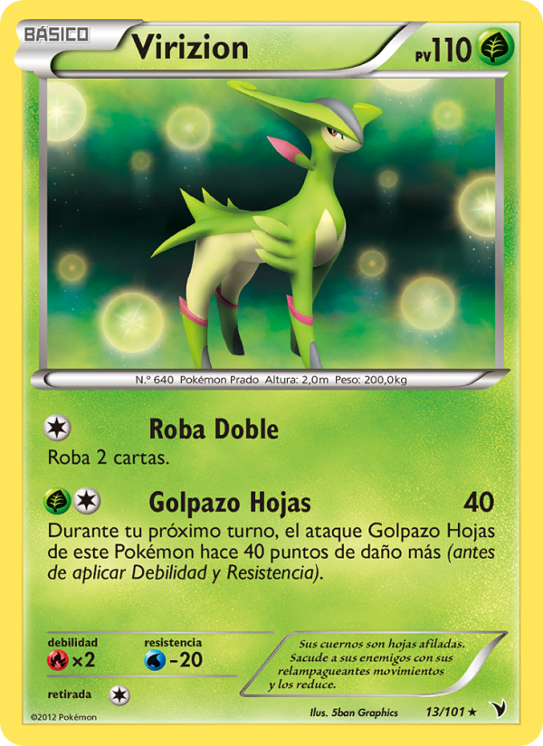Virizion 13 — Nobles Victorias (Spanish Pokémon TCG card)
