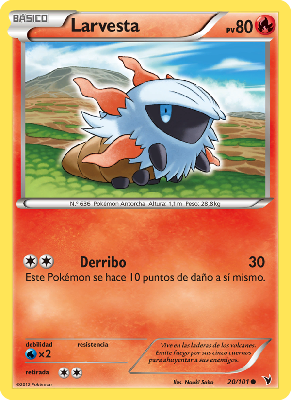 Larvesta 20 — Nobles Victorias (Spanish Pokémon TCG card)