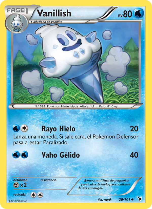 Vanillish 28 — Nobles Victorias (Spanish Pokémon TCG card)