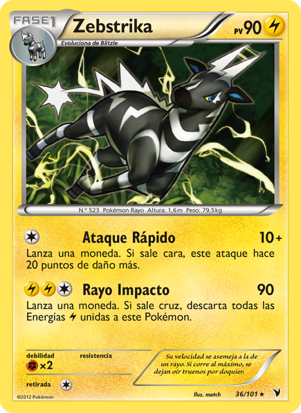 Zebstrika 36 — Nobles Victorias (Spanish Pokémon TCG card)