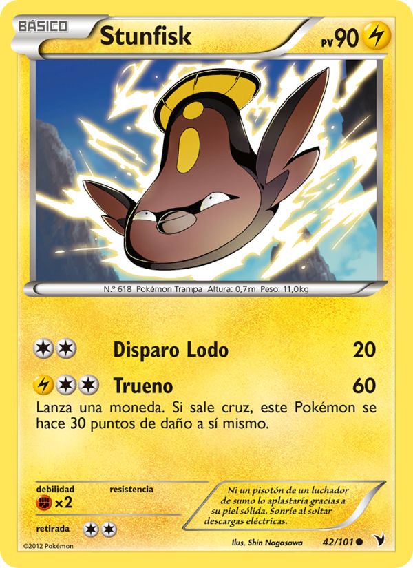 Stunfisk 42 — Nobles Victorias (Spanish Pokémon TCG card)