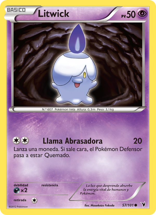 Litwick 57 — Nobles Victorias (Spanish Pokémon TCG card)
