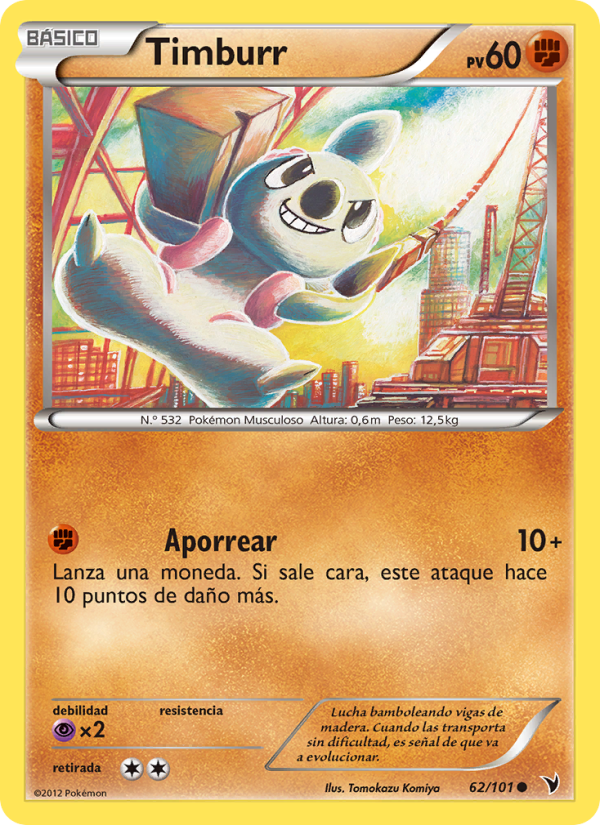 Timburr 62 — Nobles Victorias (Spanish Pokémon TCG card)