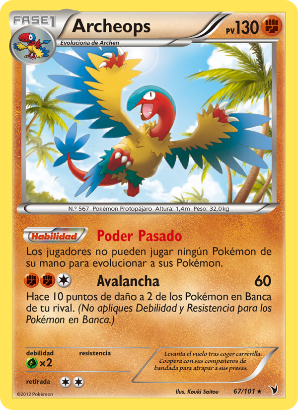 Archeops 67 — Nobles Victorias (Spanish Pokémon TCG card)