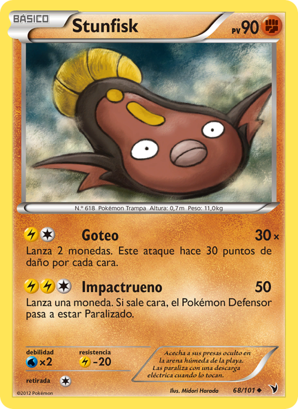 Stunfisk 68 — Nobles Victorias (Spanish Pokémon TCG card)