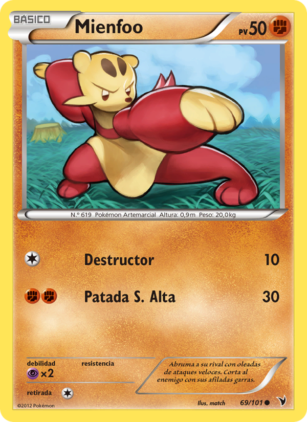 Mienfoo 69 — Nobles Victorias (Spanish Pokémon TCG card)