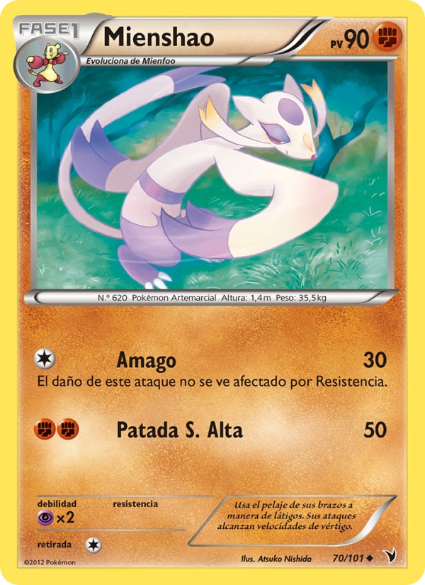Mienshao 70 — Nobles Victorias (Spanish Pokémon TCG card)
