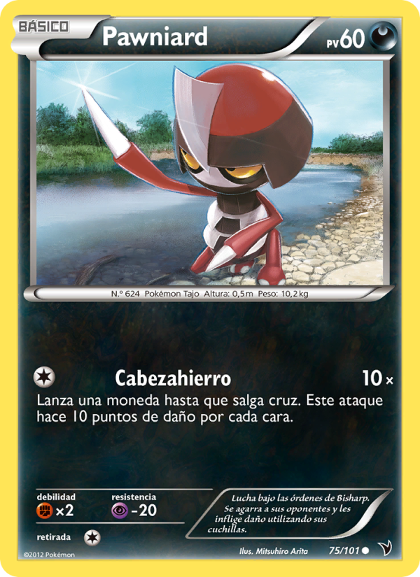 Pawniard 75 — Nobles Victorias (Spanish Pokémon TCG card)