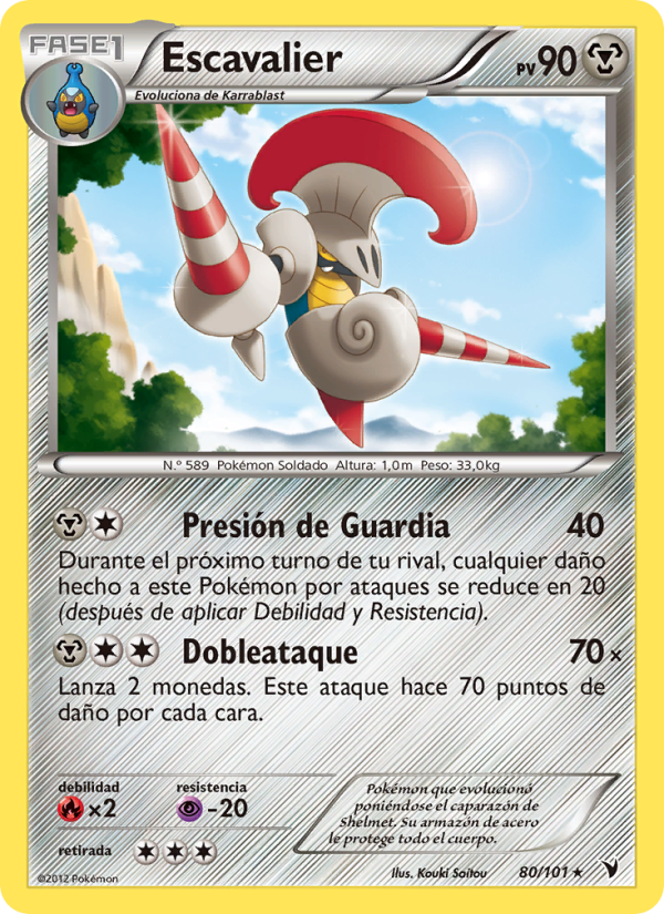 Escavalier 80 — Nobles Victorias (Spanish Pokémon TCG card)