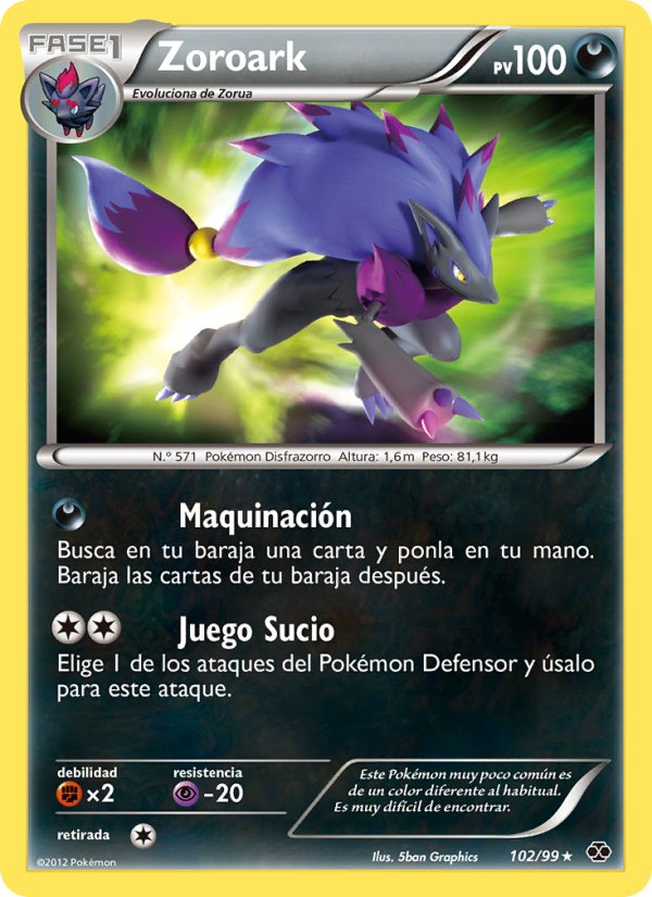 Zoroark 102 — Próximos Destinos (Spanish Pokémon TCG card)
