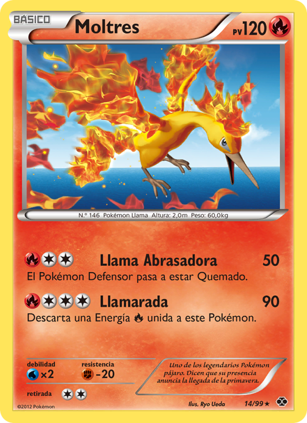 Moltres 14 — Próximos Destinos (Spanish Pokémon TCG card)