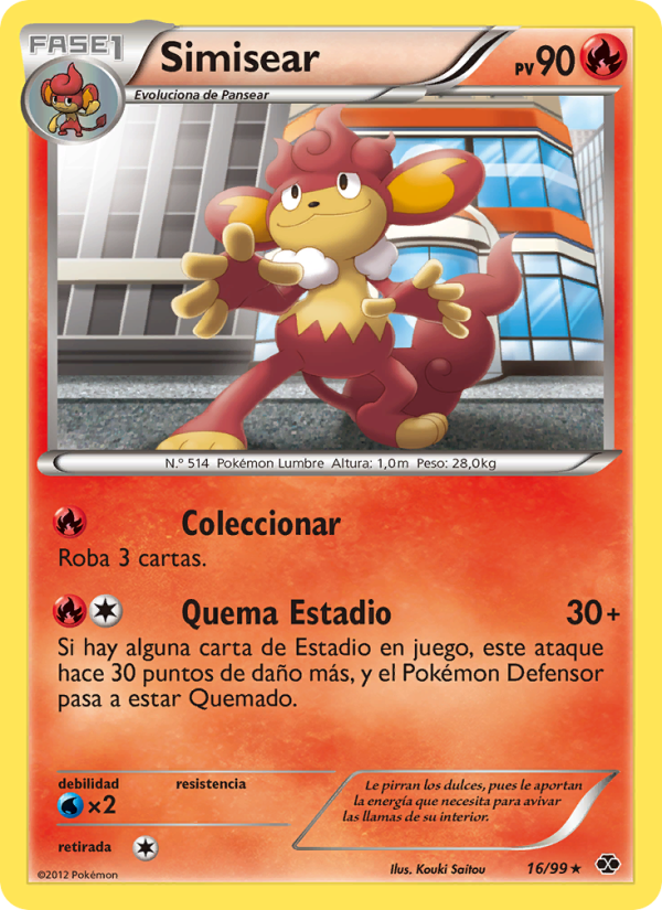 Simisear 16 — Próximos Destinos (Spanish Pokémon TCG card)