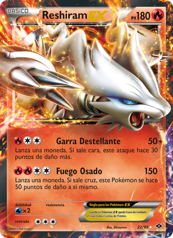 Reshiram-EX 22 — Próximos Destinos (Spanish Pokémon TCG card)