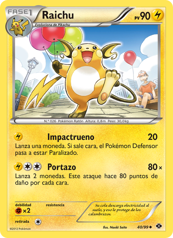 Raichu 40 — Próximos Destinos (Spanish Pokémon TCG card)