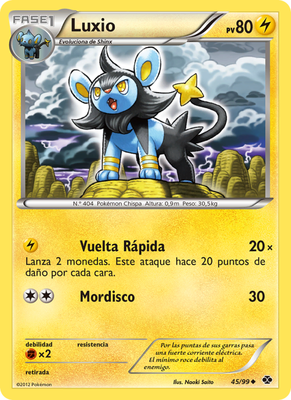 Luxio 45 — Próximos Destinos (Spanish Pokémon TCG card)