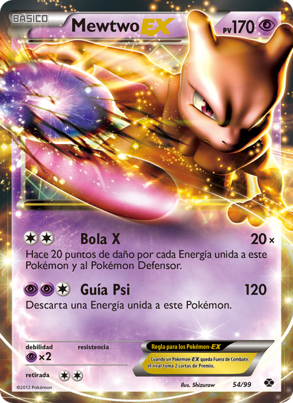 Mewtwo-EX 54 — Próximos Destinos (Spanish Pokémon TCG card)