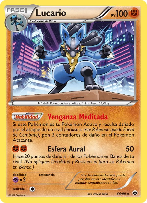 Lucario 64 — Próximos Destinos (Spanish Pokémon TCG card)
