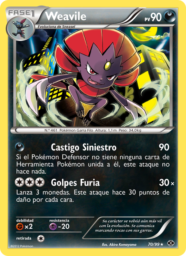 Weavile 70 — Próximos Destinos (Spanish Pokémon TCG card)