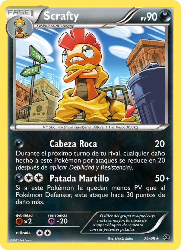 Scrafty 74 — Próximos Destinos (Spanish Pokémon TCG card)