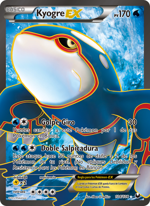 Kyogre-EX 104 — Oscuros Exploradores (Spanish Pokémon TCG card)
