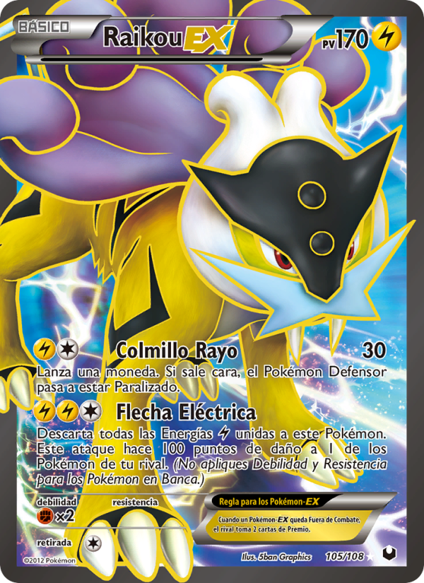 Raikou-EX 105 — Oscuros Exploradores (Spanish Pokémon TCG card)