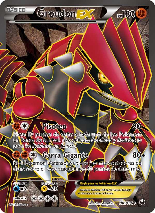 Groudon-EX 106 — Oscuros Exploradores (Spanish Pokémon TCG card)