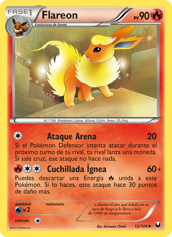 Flareon 12 — Oscuros Exploradores (Spanish Pokémon TCG card)