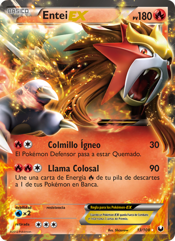 Entei-EX 13 — Oscuros Exploradores (Spanish Pokémon TCG card)