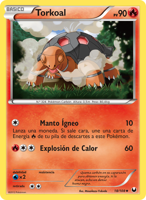 Torkoal 18 — Oscuros Exploradores (Spanish Pokémon TCG card)