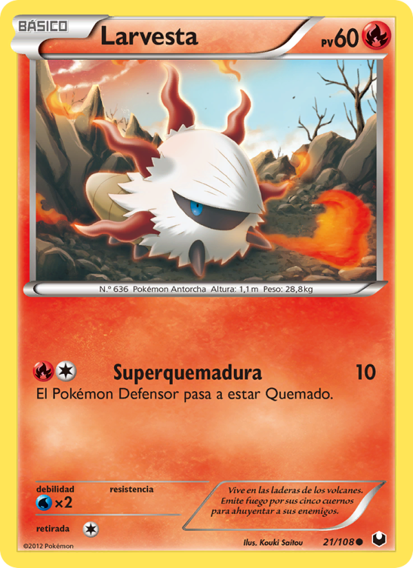 Larvesta 21 — Oscuros Exploradores (Spanish Pokémon TCG card)