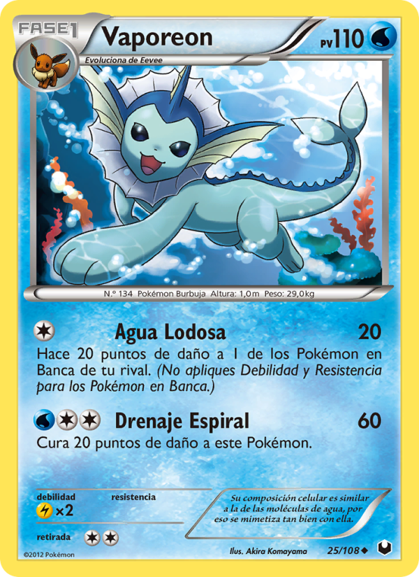 Vaporeon 25 — Oscuros Exploradores (Spanish Pokémon TCG card)