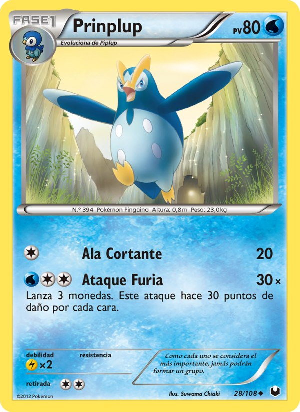 Prinplup 28 — Oscuros Exploradores (Spanish Pokémon TCG card)