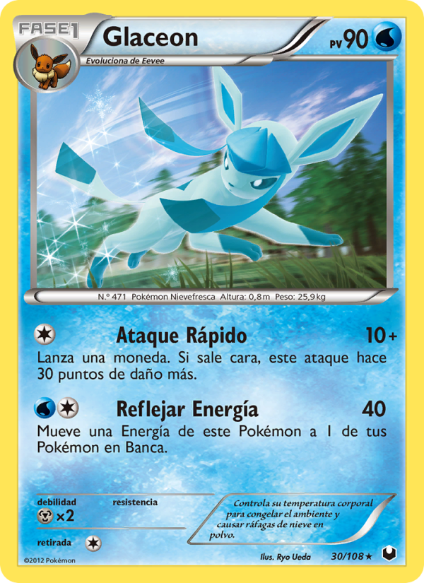 Glaceon 30 — Oscuros Exploradores (Spanish Pokémon TCG card)