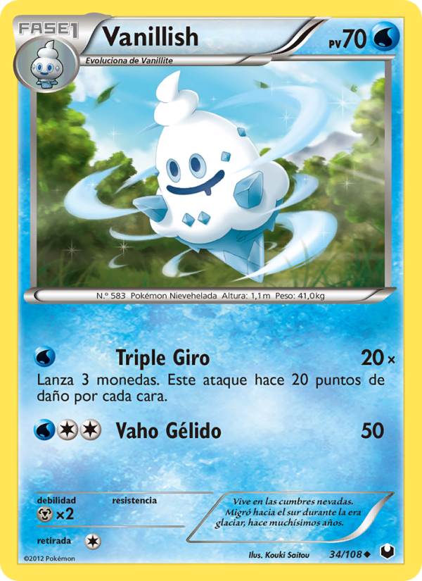Vanillish 34 — Oscuros Exploradores (Spanish Pokémon TCG card)