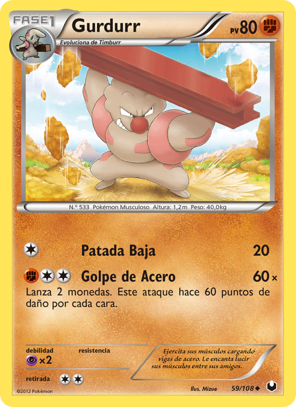 Gurdurr 59 — Oscuros Exploradores (Spanish Pokémon TCG card)