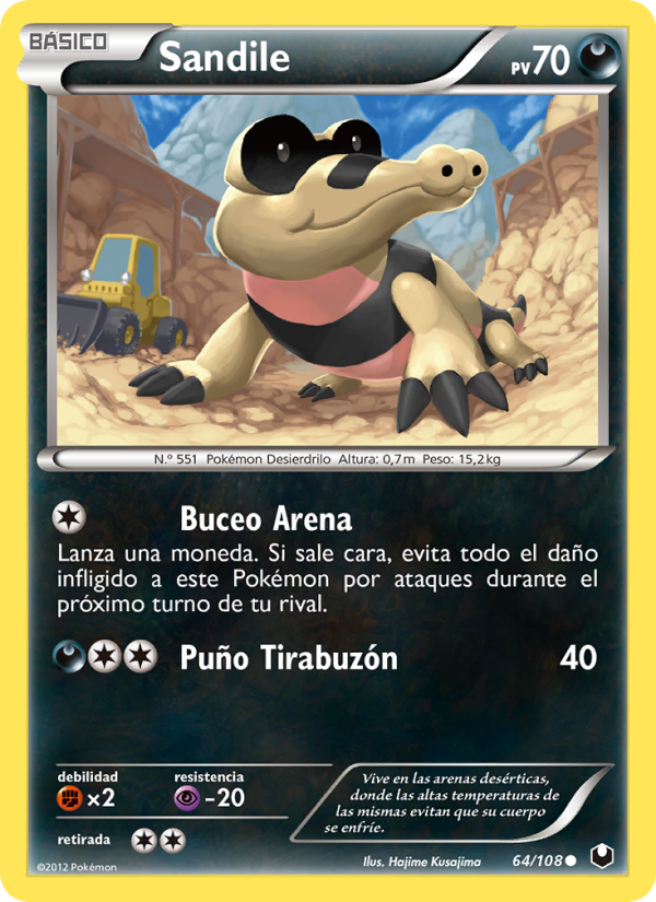 Sandile 64 — Oscuros Exploradores (Spanish Pokémon TCG card)