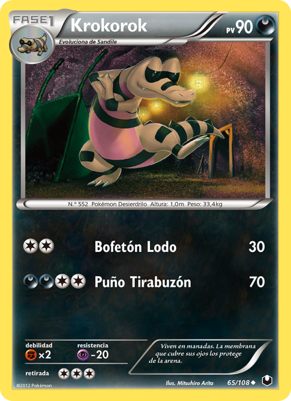 Krokorok 65 — Oscuros Exploradores (Spanish Pokémon TCG card)