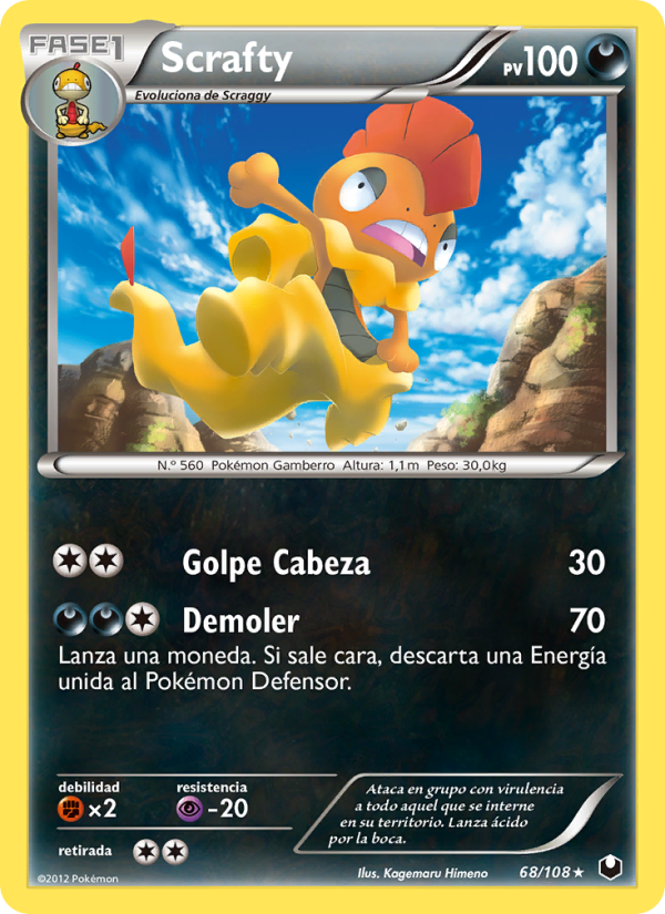 Scrafty 68 — Oscuros Exploradores (Spanish Pokémon TCG card)